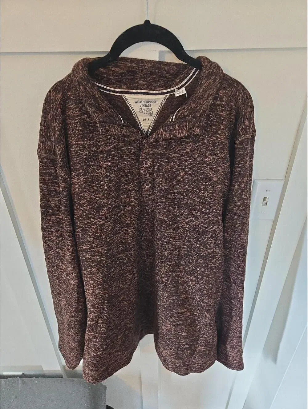 Weatherproof Vintage Men's XL Marled Henley Pullover Sweater